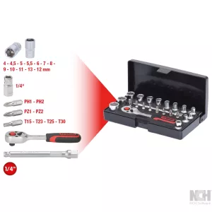 1/4" hylsnyckel sats. 23-delar