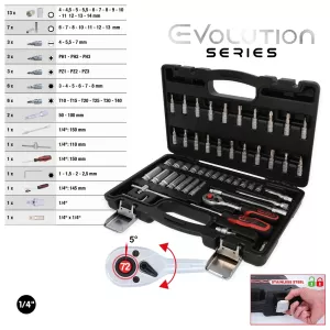 1/4" hylsnyckel sats. 53-delar
