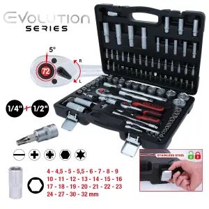 1/4"+1/2" hylsnyckel sats. 94-delar