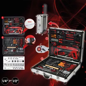 1/4"+1/2" verktygssats. 127-delar