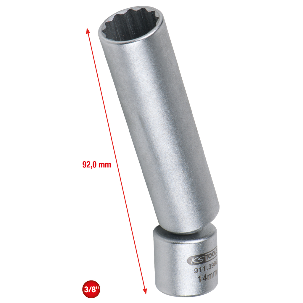 3/8" specialtändstifthylssats med led. 14 mm