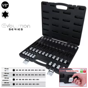 1/2" RIBE® bit-hyls-set. 32 delar. kort. lång och extra lång