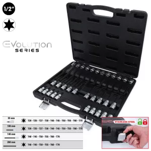 1/2" bit-hyls-set för Torx®-skruv. 32 delar