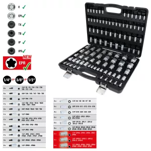 1/4"+3/8"+1/2" Torx hylsnyckelsats. 101-delars