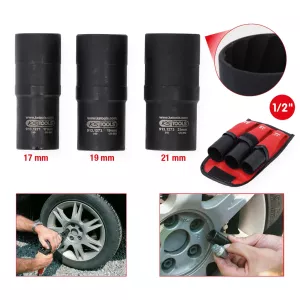 1/2" spiralprofil hylssats. 3-delar. 17-21mm