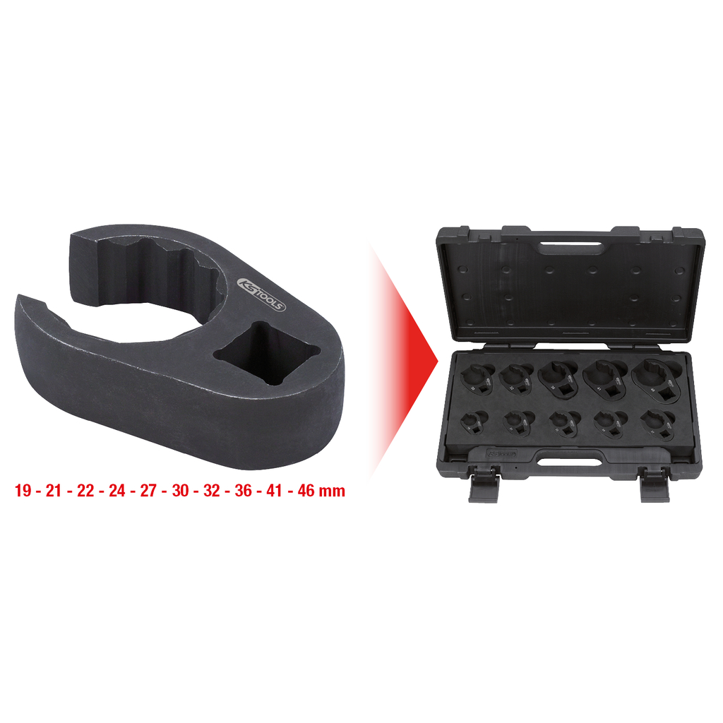 Ledningsnyckel-sats. SW 19-46 mm. 10-delar