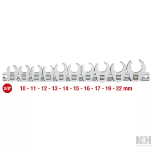 3/8" 12-kant-hylsnyckel sats. 10-delar.10-22mm