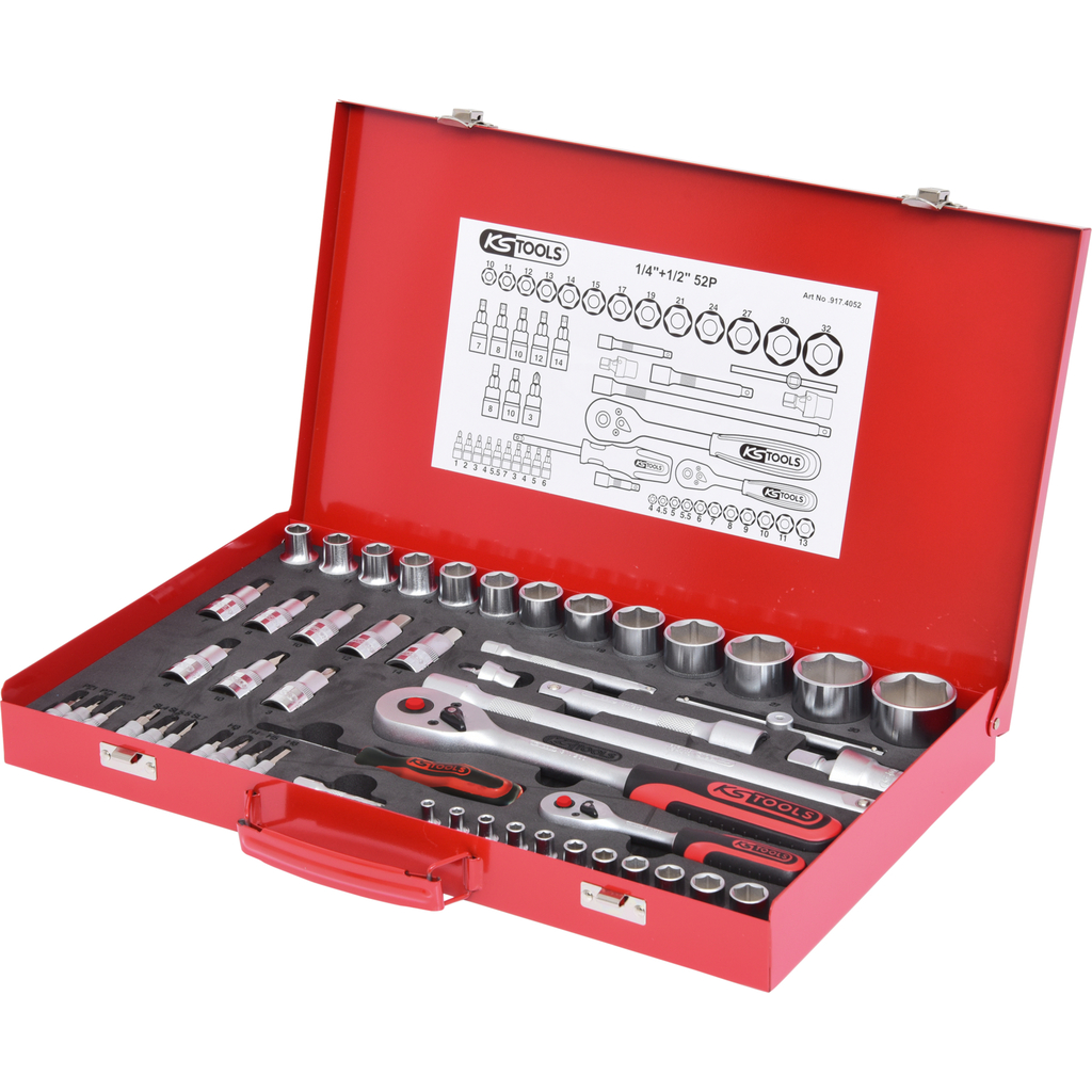 1/4"+1/2" hylsnyckel sats. 52-delar