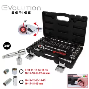 3/8" CHROMEplus hylsnyckel sats. 27-delar