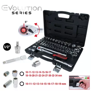 1/2" CHROMEplus hylsnyckel-sats. 35-delar