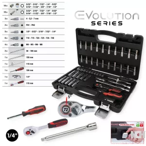 1/4" CHROMEplus hylsnyckel sats. 47-delar