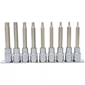1/2" CHROMEplus bit-hyls-sats Torx. borrhål. lång. 9-delar. TB20-TB60