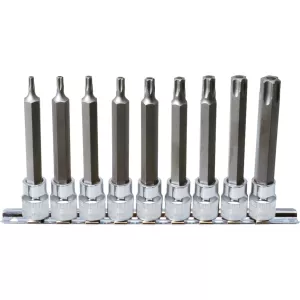 3/8" CHROMEplus bit-hyls-sats Torx. borrhål. lång. 9-delar. TB20-TB60
