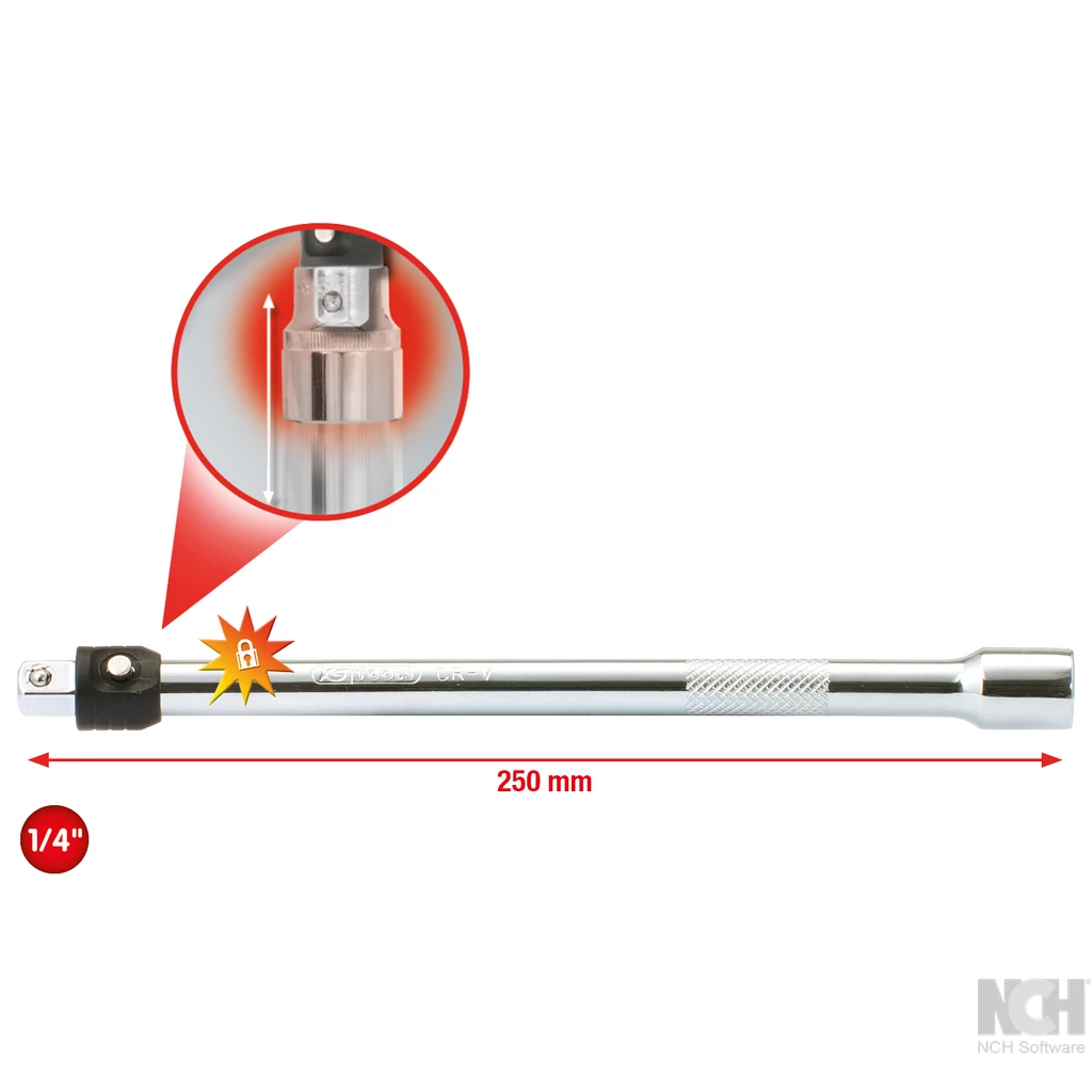 1/4'' CHROMEplus förlängning med spärr. 250mm