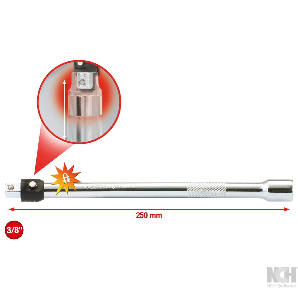 3/8'' CHROMEplus förlängning med spärr. 250mm