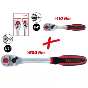 Monster spärrnyckelsats. 2-delar. 1/4"+1/2"