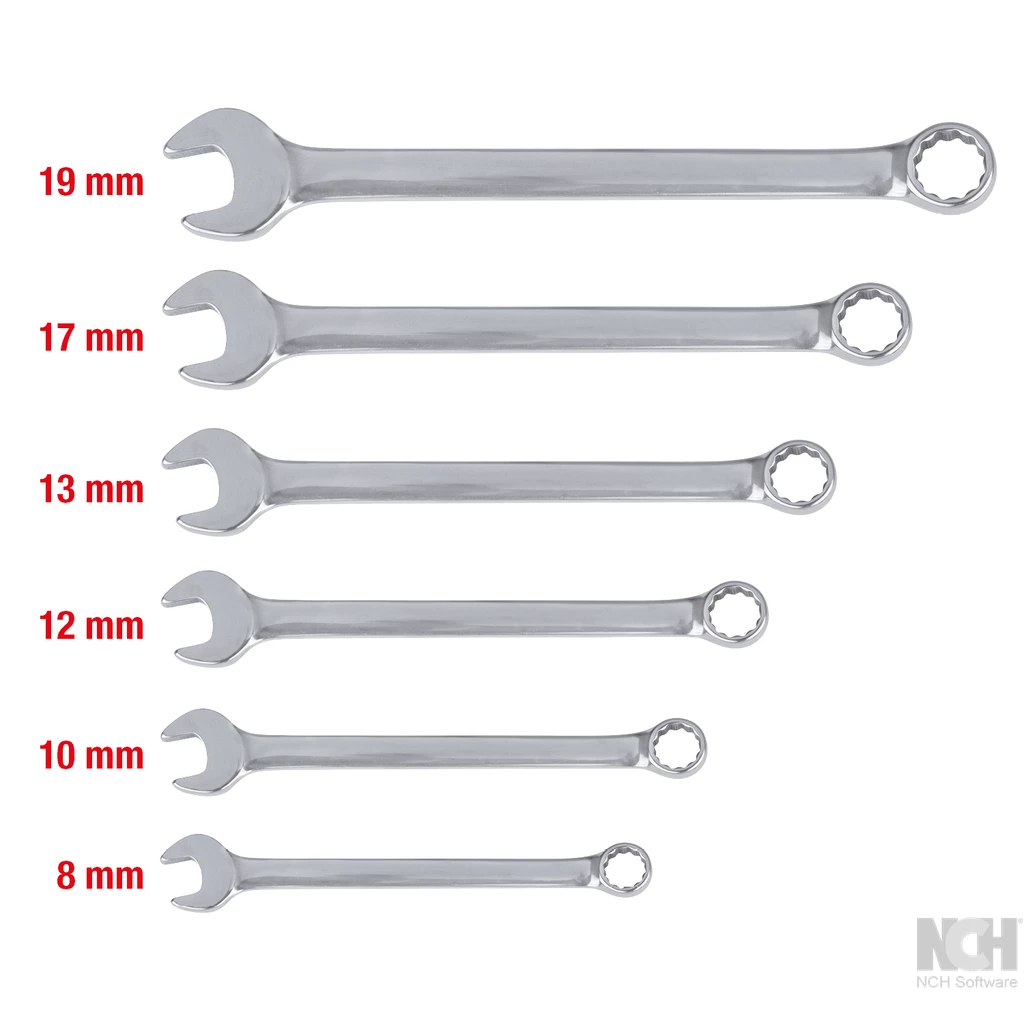 ROSTFRITT STÅL ringnyckel-sats. vinklad 6-delar