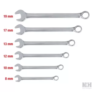 ROSTFRITT STÅL ringnyckel-sats. vinklad 6-delar