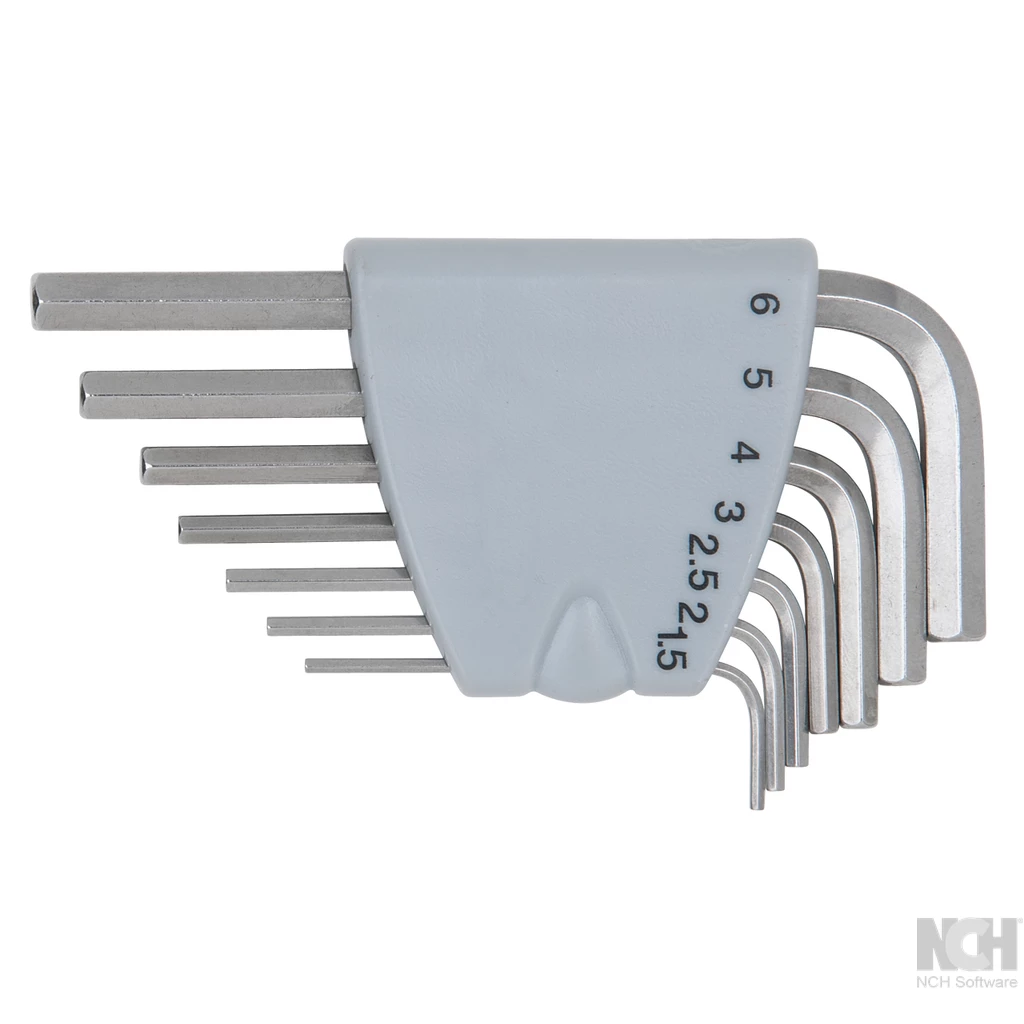 ROSTFRITT STÅL insex-vinkelstiftnyckel-sats. 7-delar