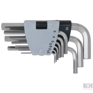 ROSTFRITT STÅL insex-vinkelstiftnyckel-sats. 9-delar