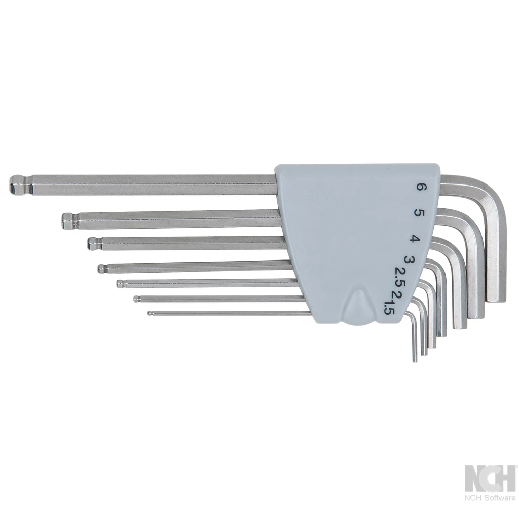 ROSTFRITT STÅL insex-vinkelstiftnyckel-sats. 7-delar