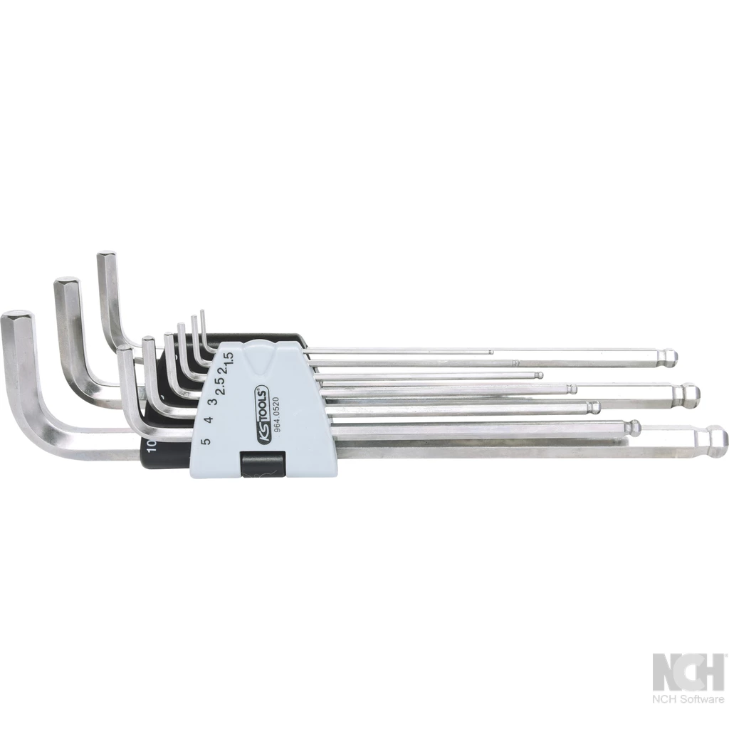 ROSTFRITT STÅL insex-vinkelstiftnyckel-sats XL. 9-delar