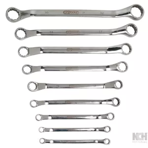 ROSTFRITT STÅL dubbel-ringnyckel-sats. vinklad. 9-delar