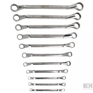 ROSTFRITT STÅL dubbel-ringnyckel-sats. vinklad. 11-delar