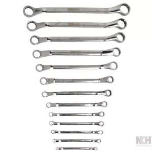 ROSTFRITT STÅL dubbel-ringnyckel-sats. vinklad. 13-delar