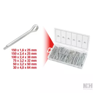 Sortiment splint. 1.6x25.4mm-4.0x63.5mm. 555-delar