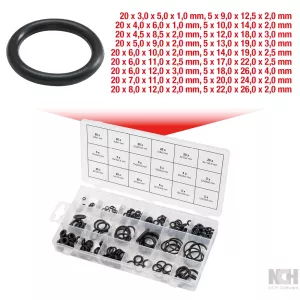 Sortiment O-ringar. inner Ø 3-22mm. 225-delar