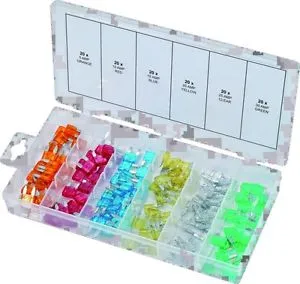 Sortiment minisäkringar. 5-30A. 120-delar