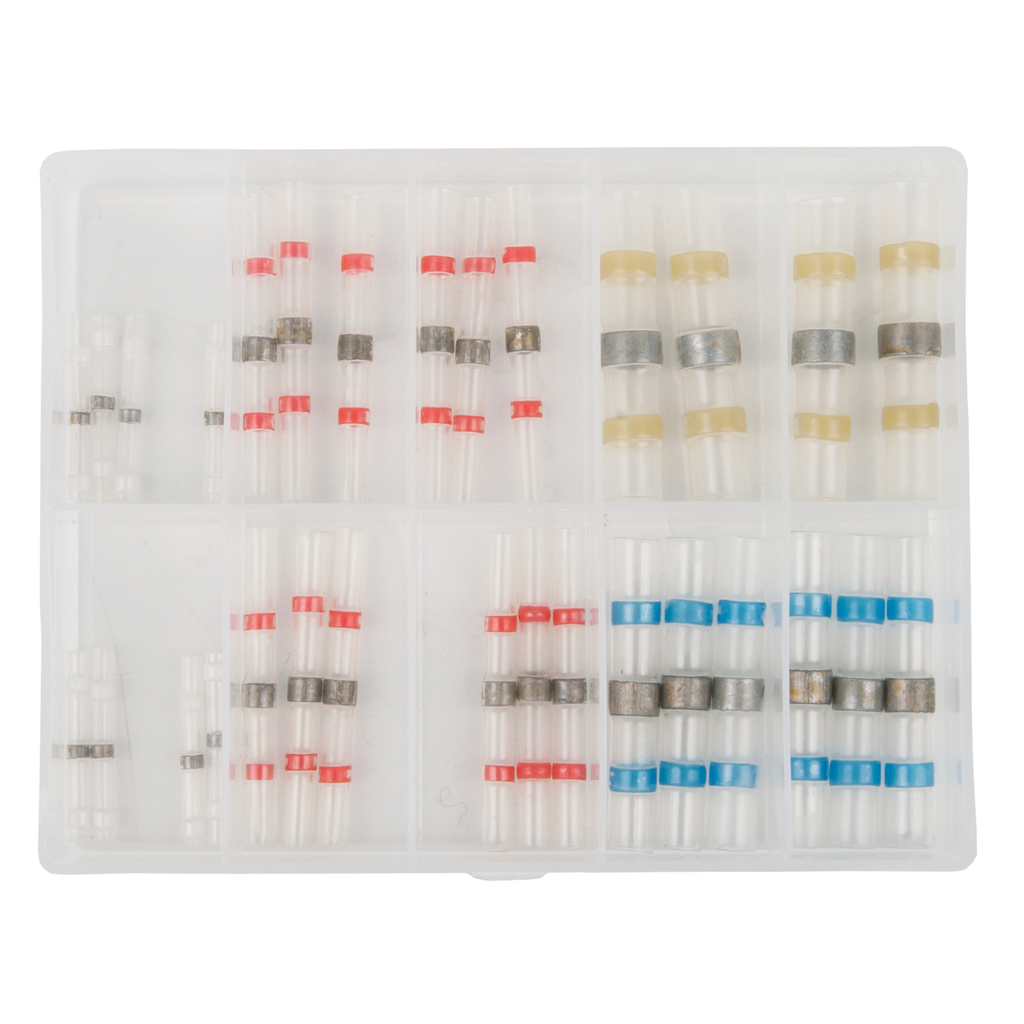 Sortiment lödmuffar. isolerade. 1.8x25 mm-6.2x40 mm. 30 delar