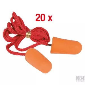 Öronproppar PU. med snöre. 20 par