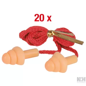 Öronproppar PU. med snöre och svamphuvud. 20 par