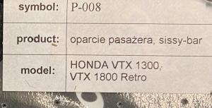 Sissybar Bl.a VTX 1300