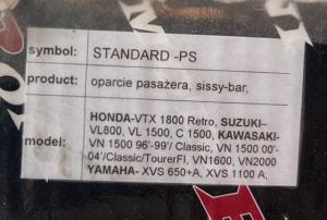 Sissybar Bl.a Kawasaki VN 1600 Classic