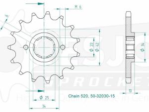 Framdrev Honda XL400/NX650, 15 kugg