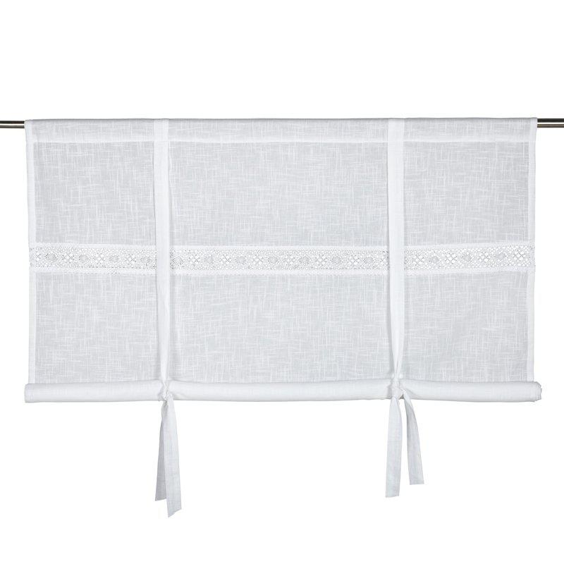 Hissgardin SANNA med infälld spets och band i vitt