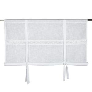 Hissgardin SANNA med infälld spets och band i vitt