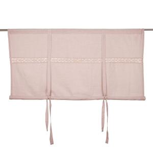 Hissgardin SANNA med infälld spets och band i ljusrosa