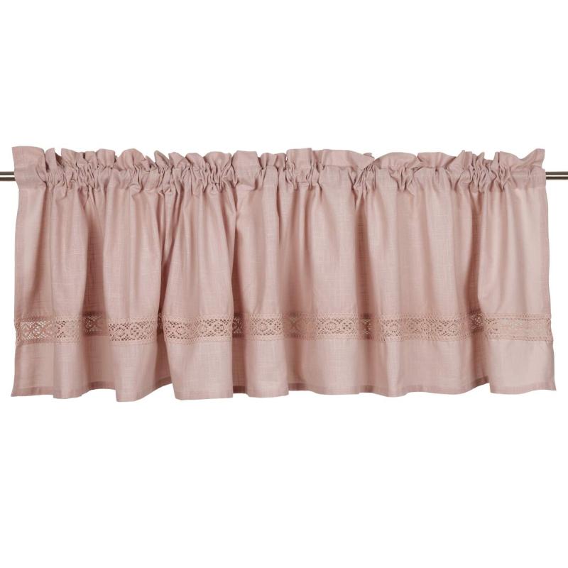 Gardinkappa SANNA med infälld spets i ljusrosa
