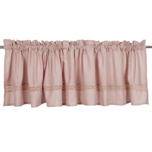 Gardinkappa SANNA på metervara med infälld spets i ljusrosa