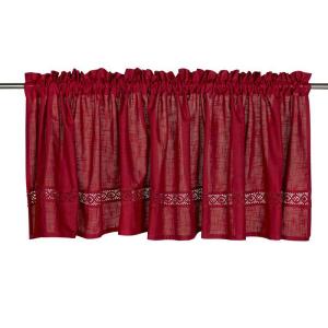 Röd gardinkappa på metervara med spets