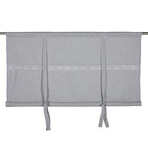 Hissgardin SANNA med infälld spets och band i grått