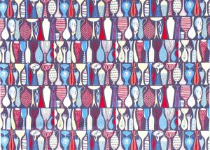 Tyg på metervara, mönster POTTERY av Stig Lindberg, multi