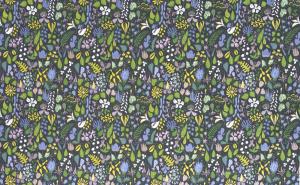 Tyg på metervara, mönster HERBARIUM av Stig Lindberg, grå botten
