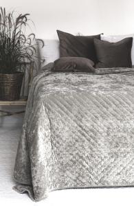 Överkast Cia, i lyxig sammet till dubbelsäng, Stl.260x260cm, greige