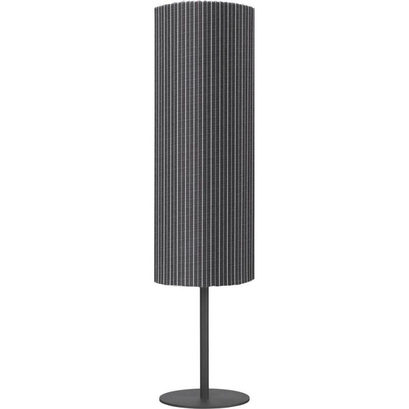 Golvlampa AGNAR SVART inkl. CELYN SKÄRM UTOMHUS, grå rand, höjd 100 cm, E27