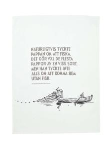 Kökshandduk citat "Fiska" Muminpappa, Mumintroll , Grå, Strl: 50x70cm